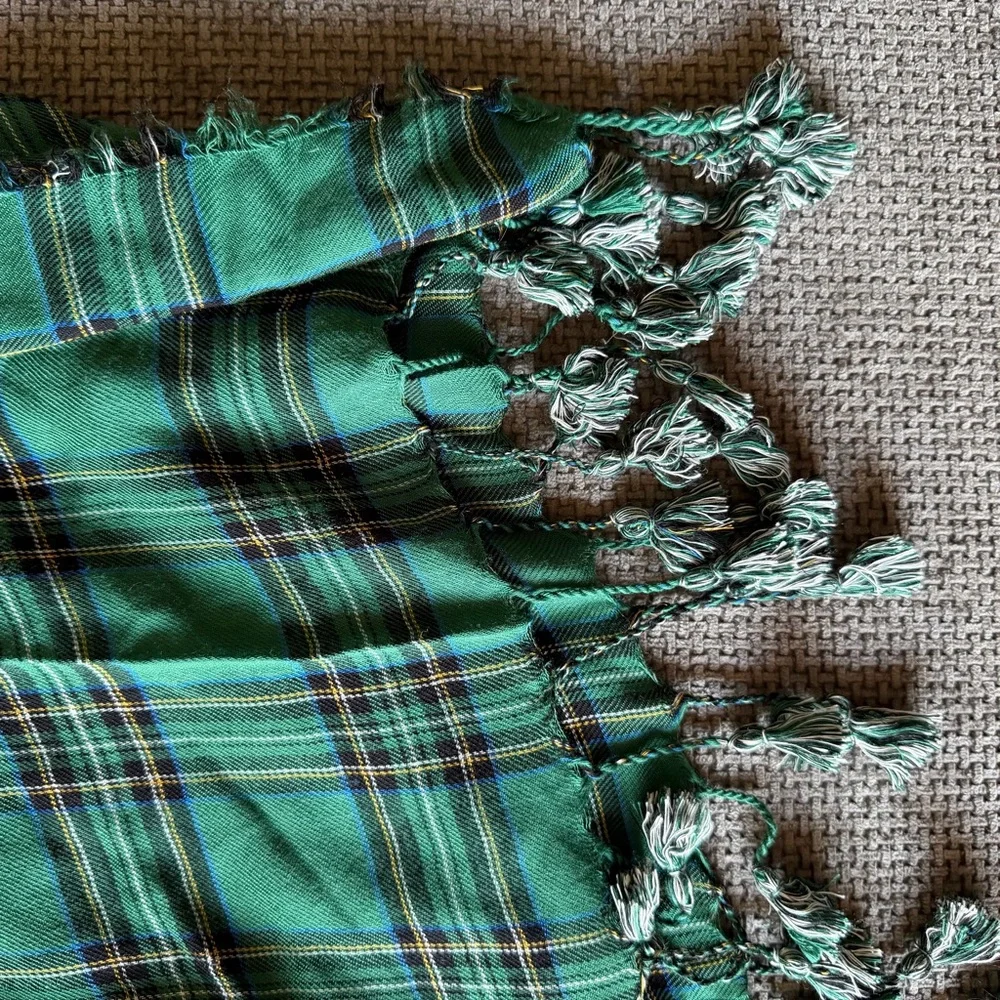 Tartan Plaid Scarf Green Black Holiday Wrap Whimsygoth Charming Charlie Shawl